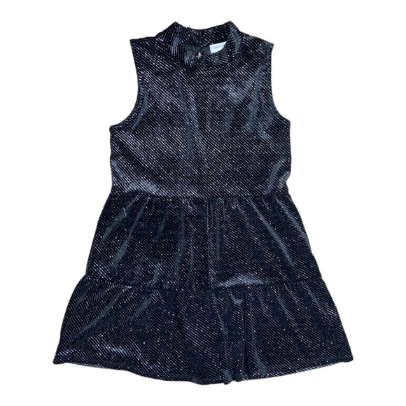 Eyeshadow Girls Black Velvet Sleeveless Layered Romper Dress Size Large 14 NWT - Picture 1 of 11